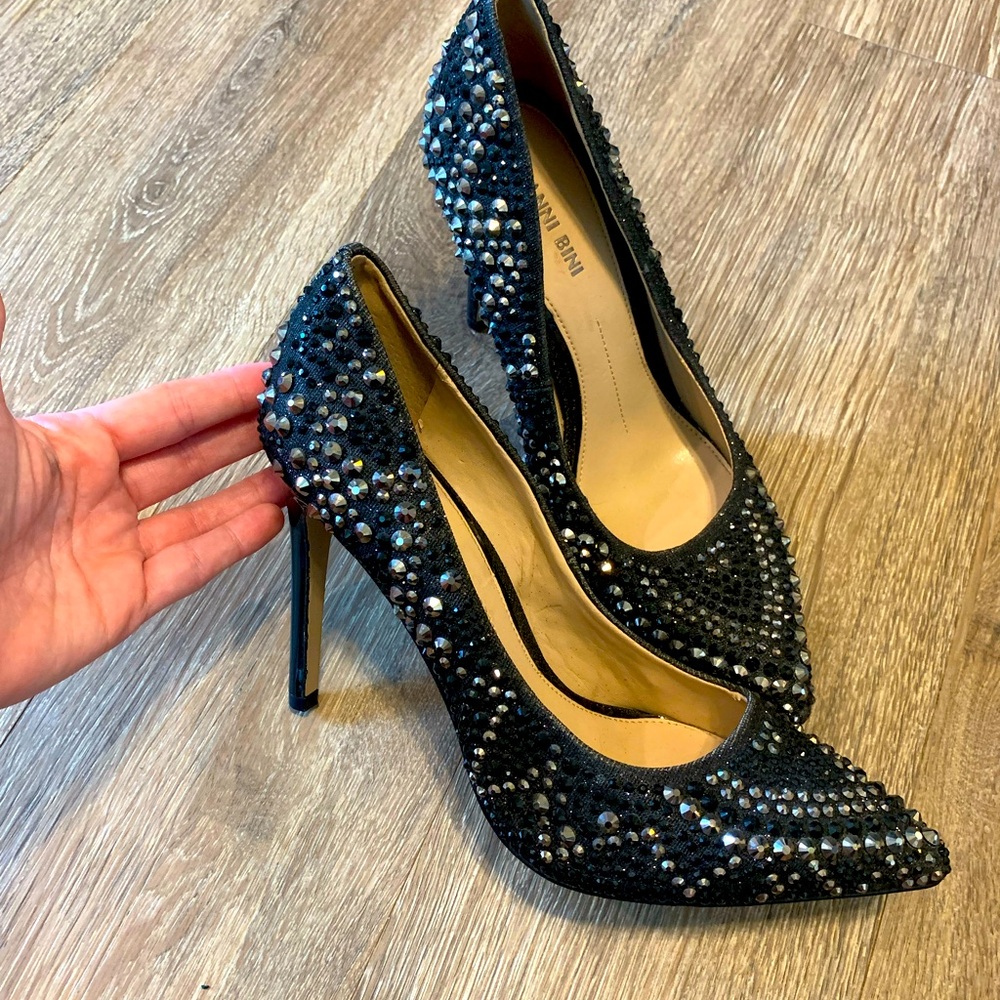 Gianni Bini black rhinestone heels